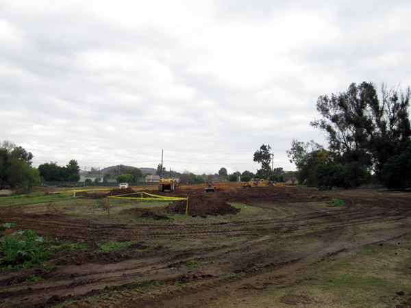 Photo showing rough grading on hole #3